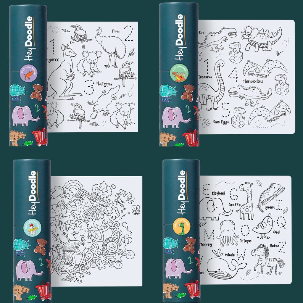 Hey Doodle reusable silicone drawings mats for kids and toddlers, keep kids entertained while at restaurants, cafes and travelling - Mikki and Me Kids