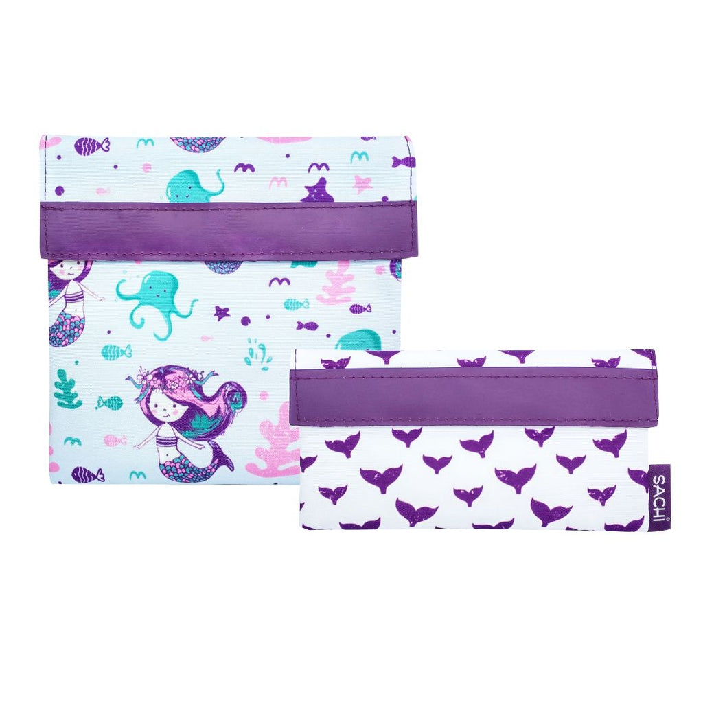 sachi purple mermaid reusable lunch pockets for back to school - Mikki and Me