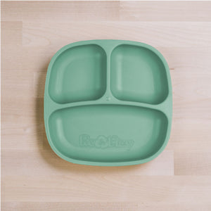 sage green Replay divided plate made out of recycled plastic   Mikki and Me Kids