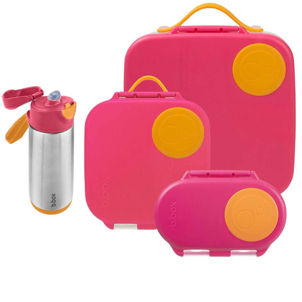 B.Box Strawberry Shake Bento Lunchbox Bundle - Large, Mini, Snackbox, & Drink Bottle