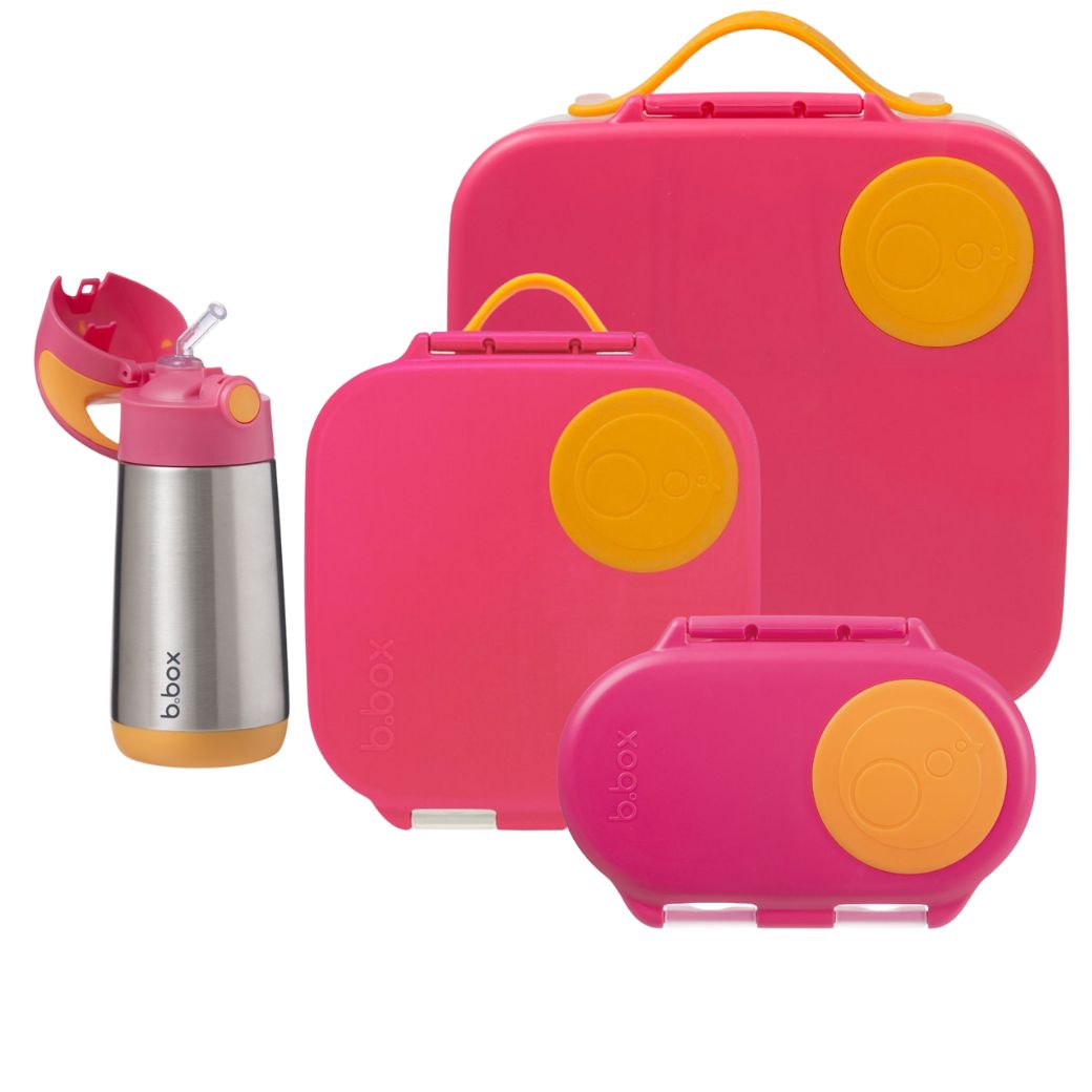 B.Box Strawberry Shake Bento Lunchbox Bundle - Large, Mini, Snackbox, & Drink Bottle