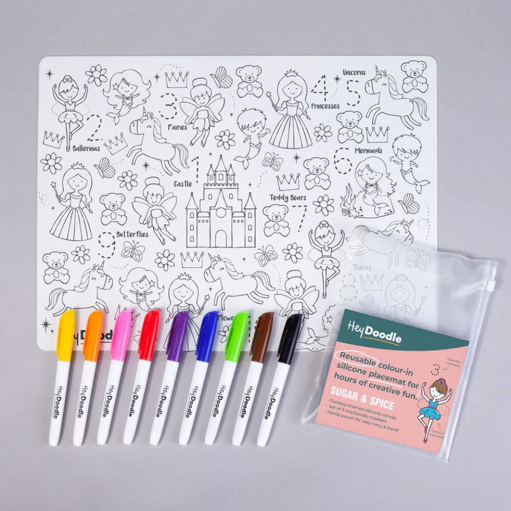 suage and spice hey doodle reusable silicone drawing mat for kids, keep kids entertained while at restaurants, cafes and travelling - Mikki and Me Kids