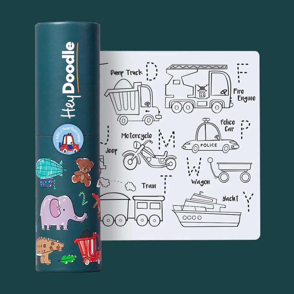 toot toot honk honk hey doodle mini mat made from silicone for kids reusable drawing, keep kids entertained while at restaurants, cafes and travelling - Mikki and Me Kids