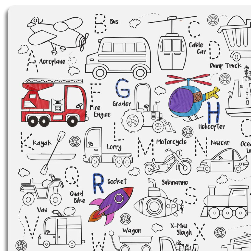 toot toot honk honk hey doodle reusable silicone drawing mat for kids, keep kids entertained while at restaurants, cafes and travelling - Mikki and Me Kids