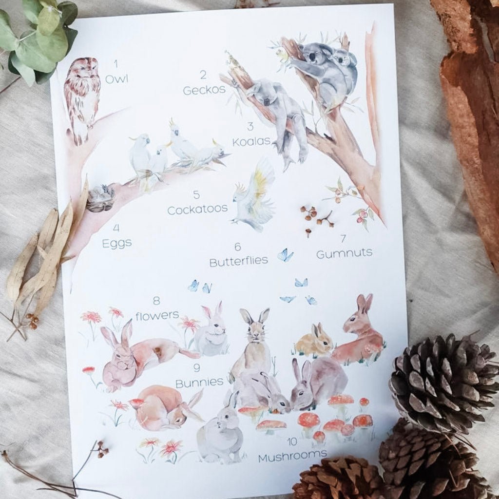 Story Time Numbers Watercolour Nursery & Playroom Wall Art | Ella & Maeve