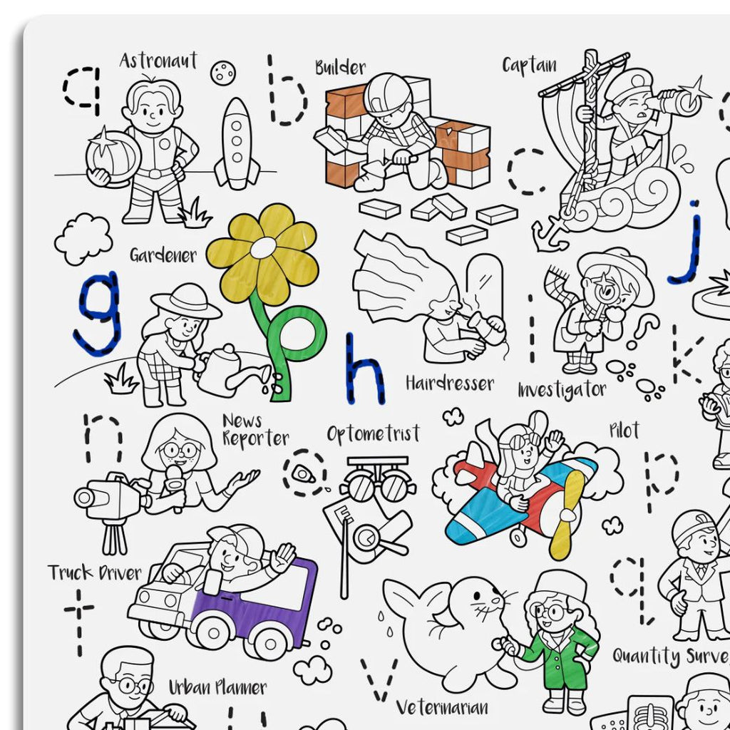 when I grow up hey doodle reusable silicone drawing mat for kids, keep kids entertained while at restaurants, cafes and travelling - Mikki and Me Kids