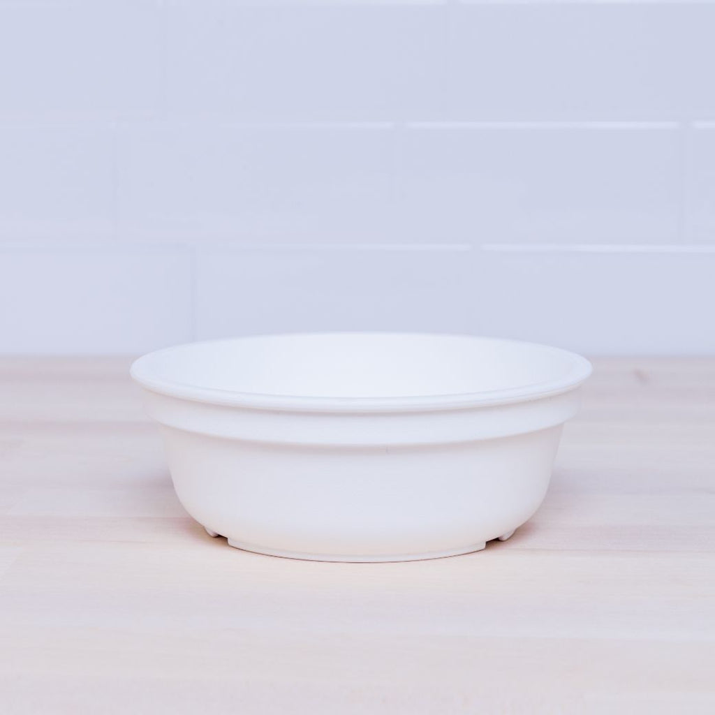 white replay bowl for kids made from recycled plastic - Mikki and Me Kids